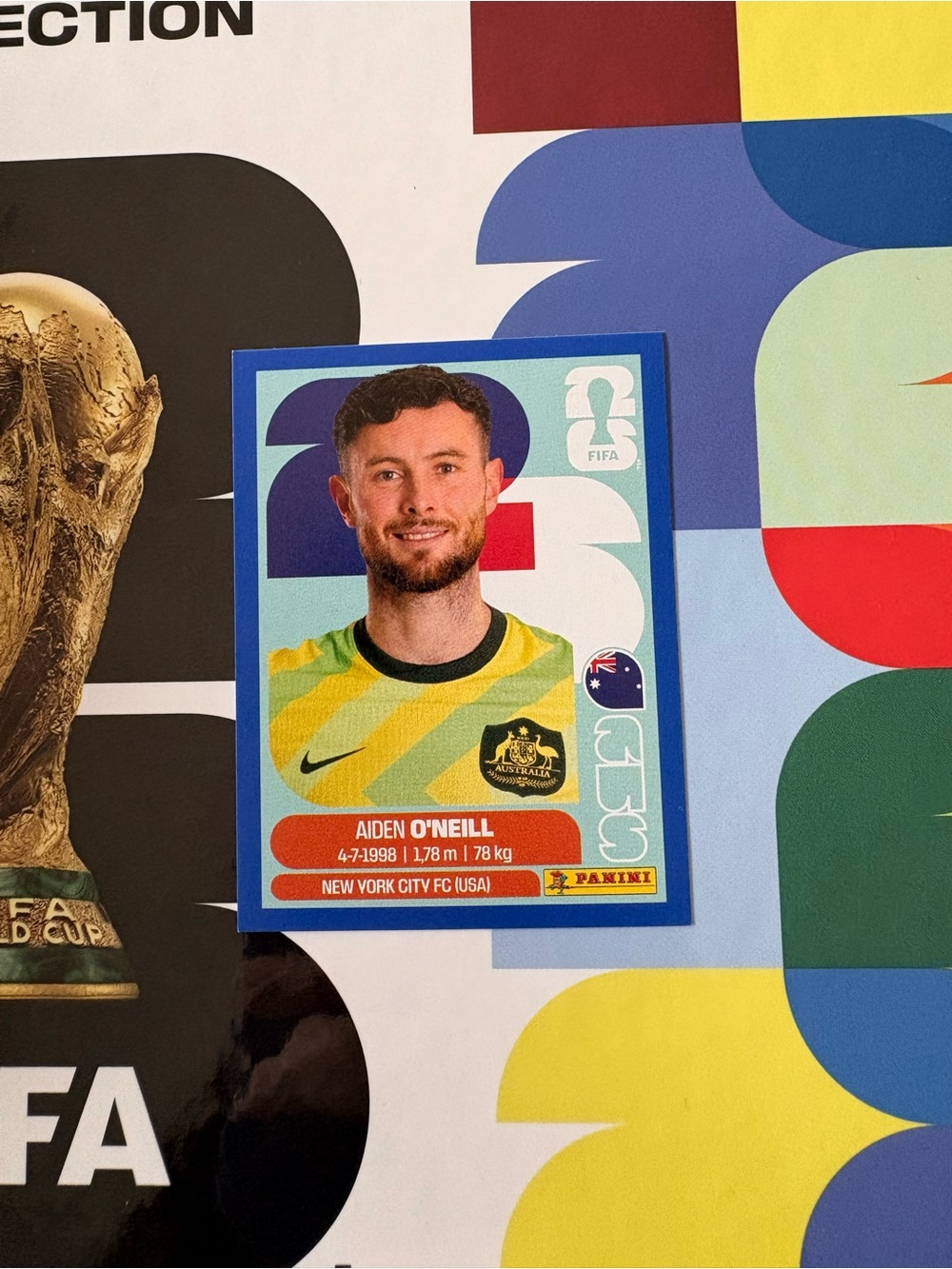 Panini FIFA World Cup 2026 Sticker Aiden O'Neill AUS 14 Australia Blue Parallel